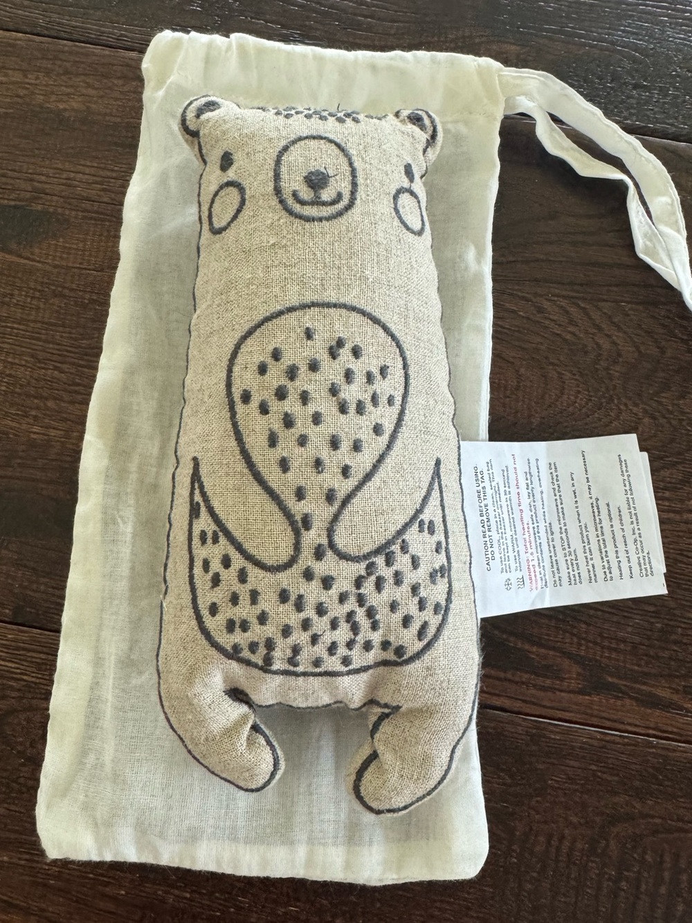Creative Co-op Beige Bear Linen Weighted Heated Eye Mask